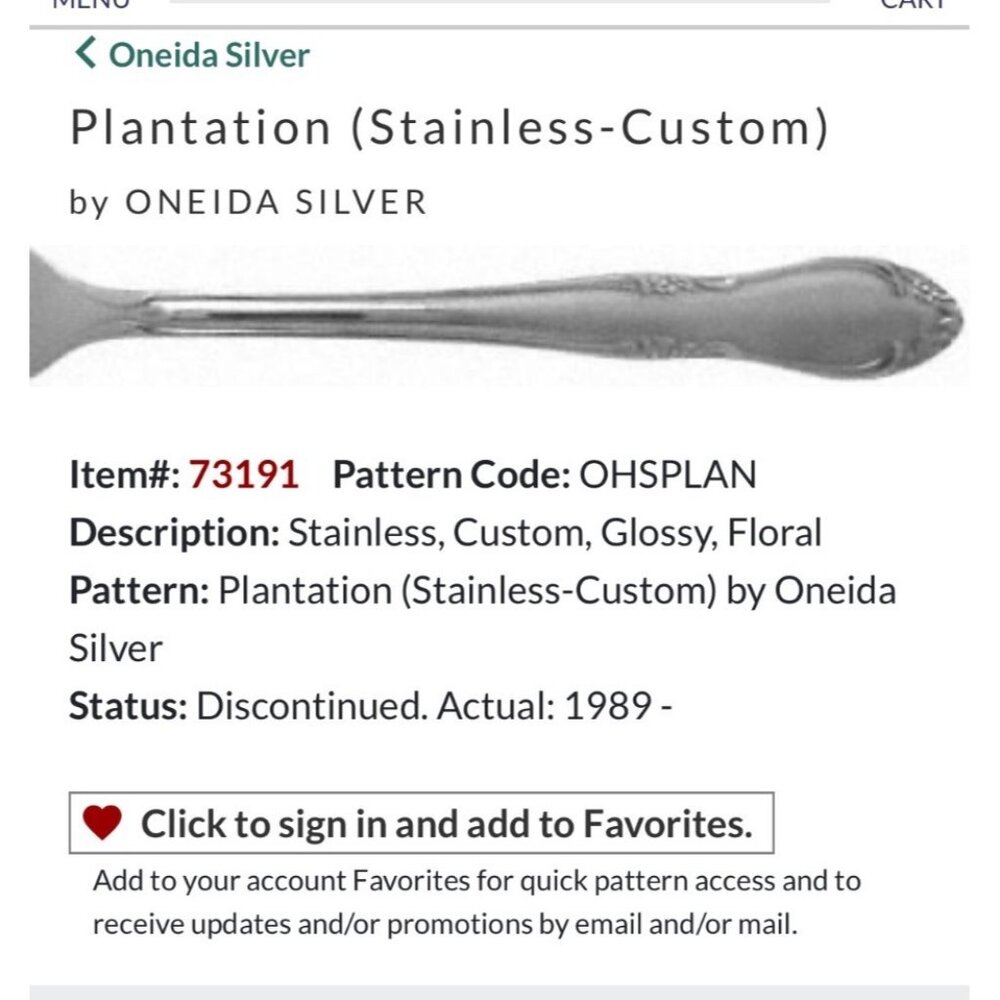 Oneida Silver Plantation 34 - Piece Stainless Steel Flatware Set Discontinued